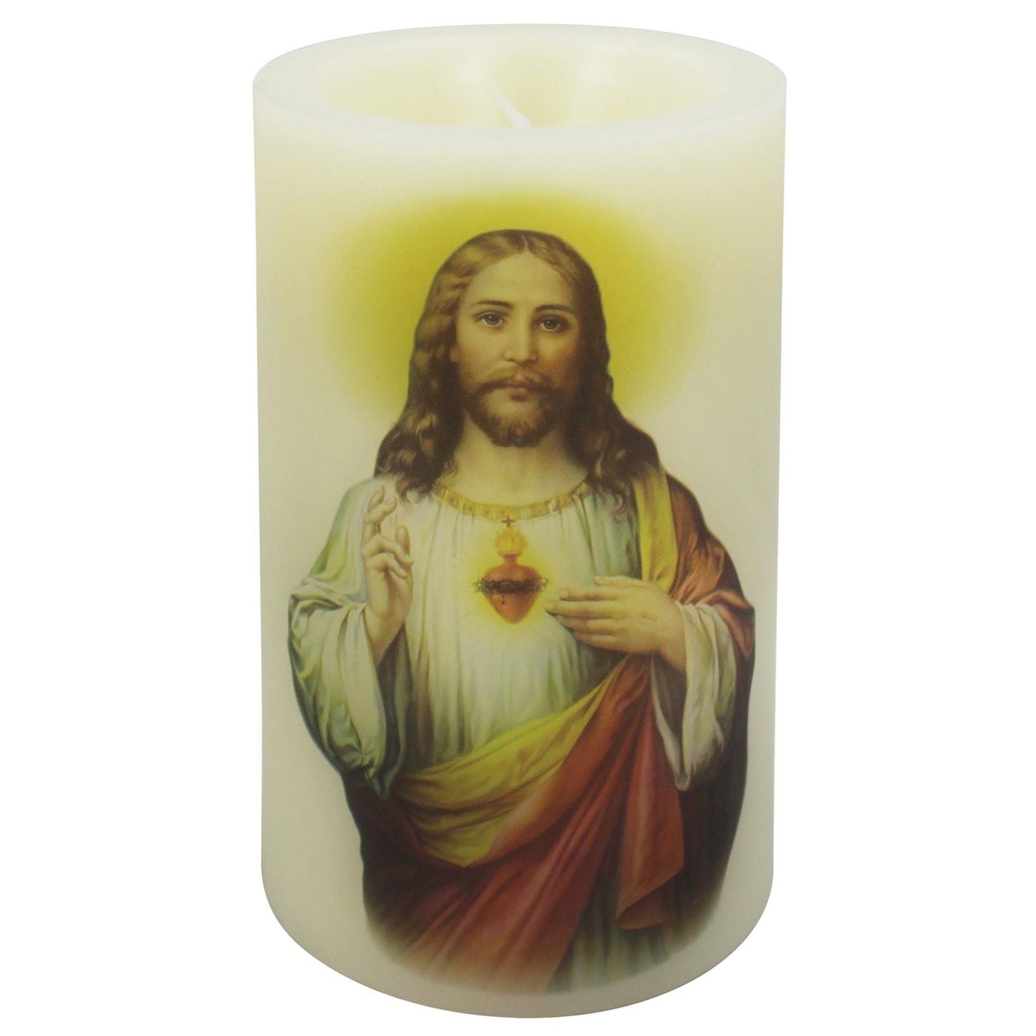 Mainstays 5" Unscented LED Wax Pillar Candle - Sacred Heart