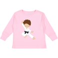 thumbnail image 3 of Inktastic Cute Boy, Brown Hair, Black Belt, Karate Pose Boys Long Sleeve Toddler T-Shirt, 3 of 5