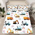 thumbnail image 2 of Homewish Equipment Truck Bulldozer Full Size Sheets,Colorful Cute Rainbow Bed Sheets,White Orange Blue Sheet Sets For Boys Teens,Breathable Home Decor,4pcs, 2 of 7