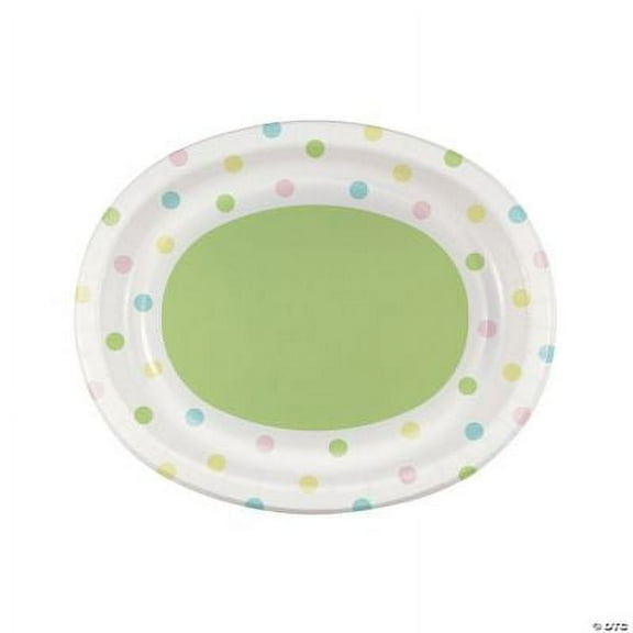 Pastel Polka Dot Oval Platters, Party, Party Supplies, 8 Pieces