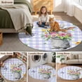 thumbnail image 6 of Round Area Rug 3ft, Happy Easter Words Non-Slip Non-Shedding Floor Mat, Cute Bunny Flowers Butterfly Washable Sturdy Carpet for Living Room Bedroom Home Decor, 6 of 9