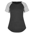 thumbnail image 3 of zbxnLI Plus Size Tops for Women Patchwork Striped Short Sleeve Shirt Loose Causal T-Shirt Summer Tee Blouses, 3 of 7