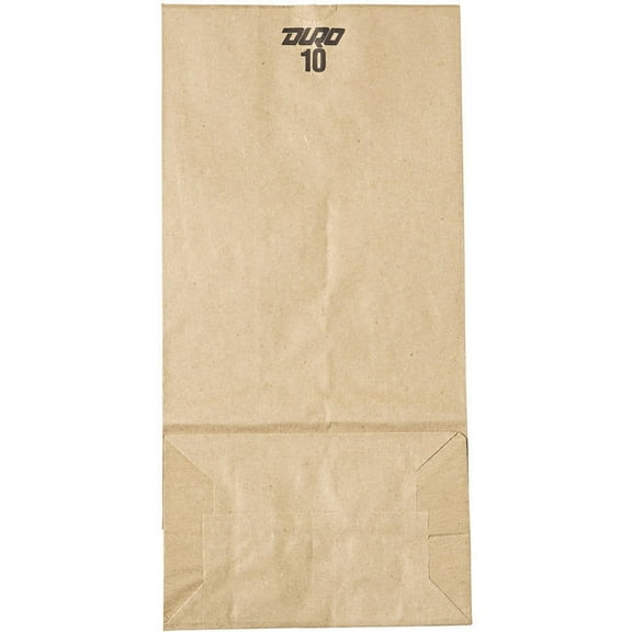 General Supply Duro Fold Top Paper Bag, 10 lbs, Brown, 500 Ct