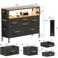 thumbnail image 3 of White 6 Drawers Dresser for Bedroom TV Stand with Power Outlets and LED Light Black - 6-drawer, 3 of 5