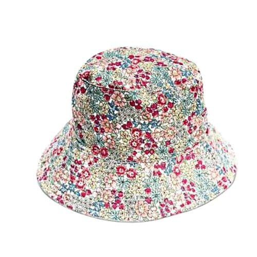 Jenny Reversible cotton women's floral solid bucket hat white and floral
