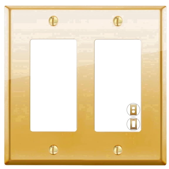 Rio Salto BRASS Signature Collection Standard Size Polished Gold 2-Gang Rocker Wall Plate Decorator Double Light Switch Cover (Rocker Outlet 2-Gang 1-Pack)