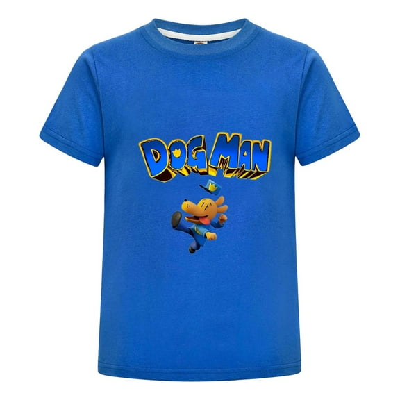 Dog Man Kicking Action Pose Kids Shirt – Energetic Boys Girls T-Shirt Graphic Tee Top for Comic Fans