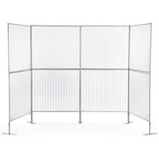 Displays2go Art Display Grids, Floor Standing, Double Sided, Metal Mesh Iron Construction – Silver Finish (AD4PNL)