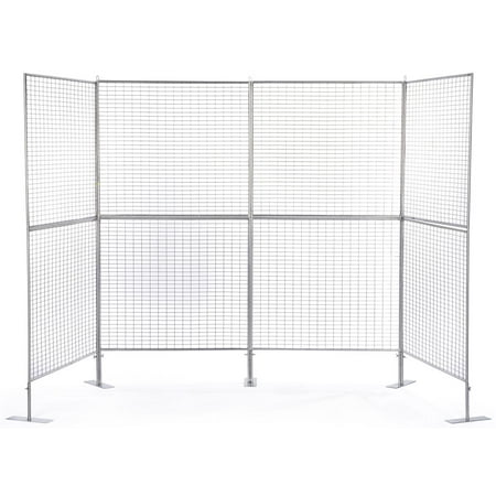 Displays2go Art Display Grids, Floor Standing, Double Sided, Metal Mesh Iron Construction – Silver Finish (AD4PNL)