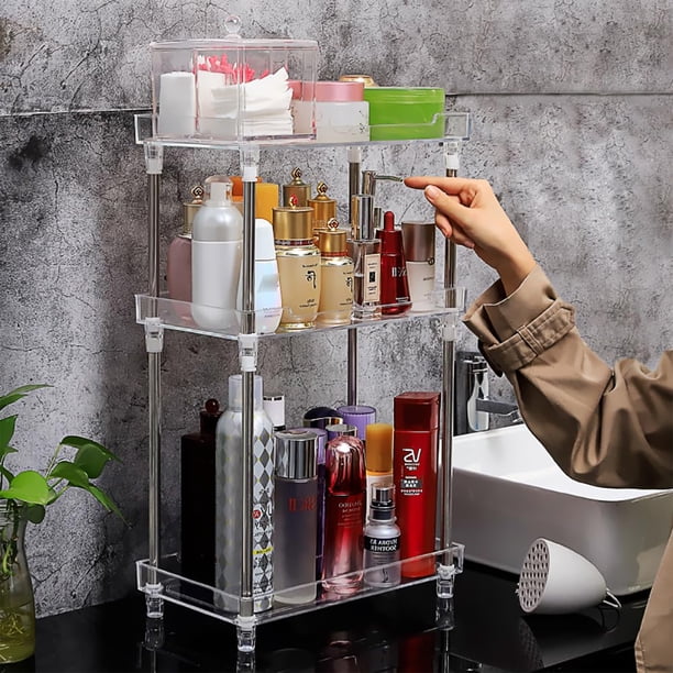 Organizador de baño Afoobezos, 3 niveles, acrílico transparente