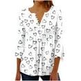 thumbnail image 2 of Viluyesy Women's 3/4 Sleeves T-Shirt V-Neck Shirt Tops Fold Button Loose Blouse Multicolor Size M, 2 of 5