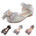 thumbnail image 4 of Otqutp Breathable Flower Girls Dance Shoes Fashion Spring and Summer Girls Sandals Dress Dance Performance Princess Shoes Pearl Rhinestone Big Bow Breathable and Comfortable, 4 of 9