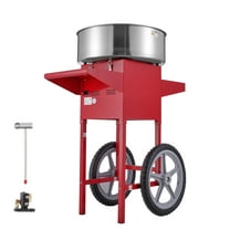 KFFKFF Commercial Cotton Candy Machine with Cart Sugar Floss Maker 1000W Red