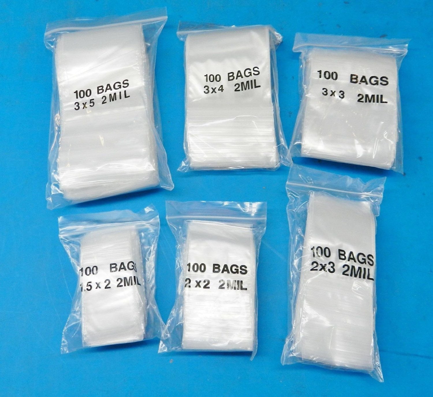 600 Ziplock Assortment Clear 2 mil Zip Lock Bags Small Size Assorted Baggies 