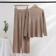 thumbnail image 2 of Yuyuzo Womens Ribble Knit 2 Piece Sets Long Sleeve Turtleneck Pullover Sweaters with Straight Leg Pants Suits, 2 of 4
