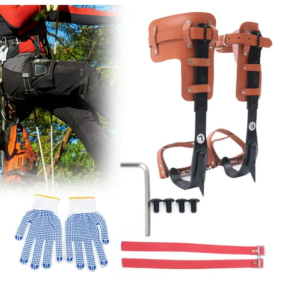 Adjustable Tree Climbing Spike Set Pole Climbing Spurs Steel Climber Strap Gaffs