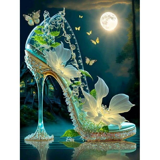 Fantasy High-Heeled Landscape Diamond Painting New 2023 DIY Mosaic Diamond Embroidery Dream Princess Shoes 5D Cross Stitch S468round 24x30cm Gao Jinjia LED