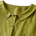 thumbnail image 5 of Wenyuyu Womens Cotton Linen Shirts Casual 3/4 Sleeve Loose Fit Henly Tops Button Down Collar Blouses with Pocket Green M, 5 of 5