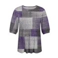 thumbnail image 6 of IYYVV Womens Puff Short Sleeve Tunic Tops Pleated Crew Neck Blouses Dressy Casual Loose Fit Spring And Summer T Shirts Purple 2XL, 6 of 6