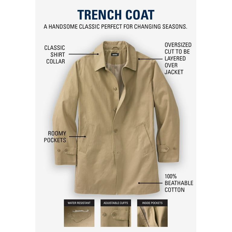 big and tall trench coat mens