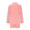 thumbnail image 5 of Dazajoo 2 Piece Outfits for Women Long Sleeve Solid Open Front Blazer Shorts with Belt 2025 Womens Casual Elegant Business Jacket Sets,Pink,M, 5 of 6