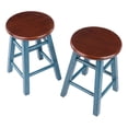 thumbnail image 4 of Element 2pc Dining Stools with Square Legs, Rustic Teal and Walnut Finish, 4 of 4
