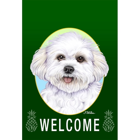 Bichon Frise Puppy Cut - Best of Breed Welcome Pineapples House Flags