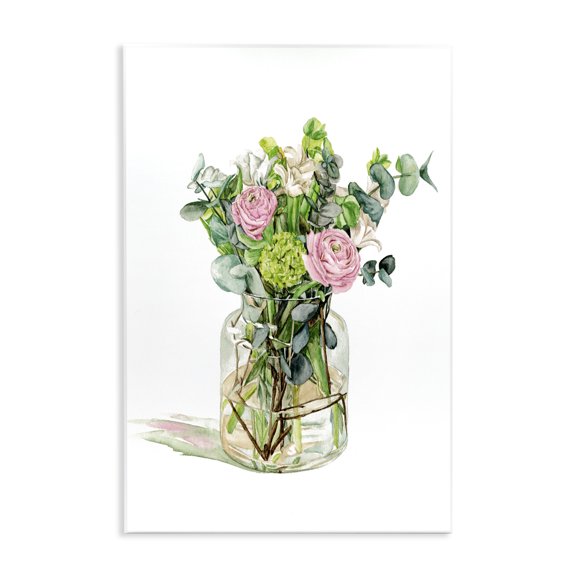 Stupell Industries French Country Morning Dew Floral Bouquet Ranunculus Flower Green Foliage Wall Plaque Art, 10 x 15, by Melissa Wang