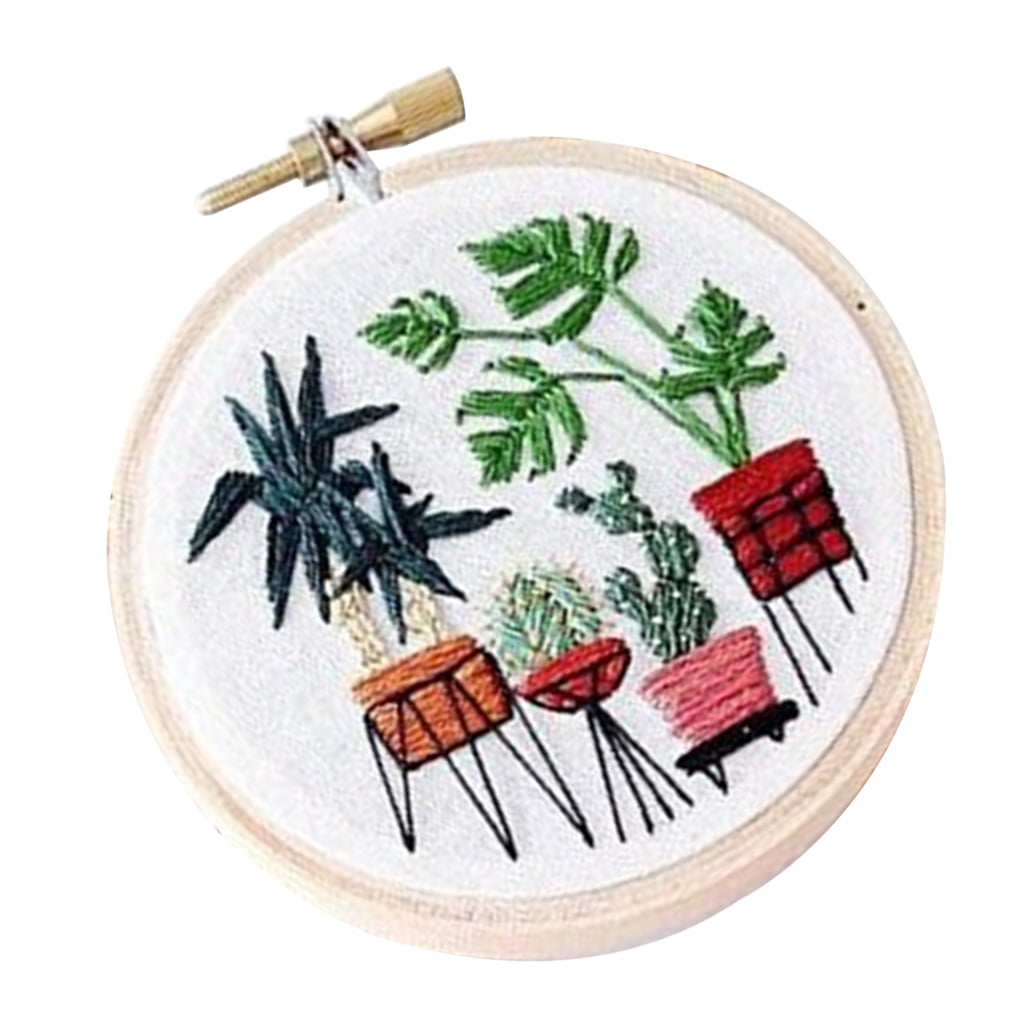 Embroidery Starter Kit Plants Cross Stitch Art Needles Needlepoint Set 