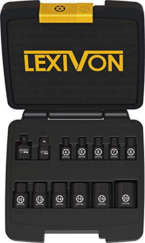 LEXIVON e-torx socket set, chrome vanadium alloy steel | 13-piece female star socket e4 - e20 set | enhanced storage case (lx-147)