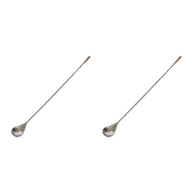 Cateissary Cuchara de barra de acero inoxidable con mango largo Patrón agitador Cucharas mezcladoras Utensilios para bar torcidos Cocina Tipo de Tipo 3 2Conjunto