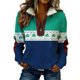 thumbnail image 1 of Mujeres de Manga Larga Tops Casual Colorblocked Semi Cremallera Girar Cuello Abajo, Partido de Vacaciones Tops para las Mujeres Sudadera Chaqueta, 1 of 8