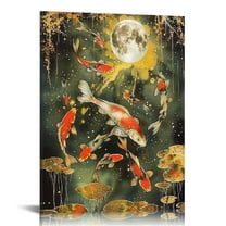 ONETECH  Canvas Wall Art 9 Koi Fish Wall Art Lucky Koi Wall Poster Koi Painting Poster for Room Aesthetic 16x20 in
