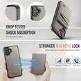 thumbnail image 4 of Decase Premium Magnetic Flip Detachable Wallet Case for iPhone 16 Plus,Shock-Absorbent PU Leather + TPU Back Cover with Credit Card Slots, Anti-Scratch,Fit Mag-Safe Car Mount,Gray, 4 of 9