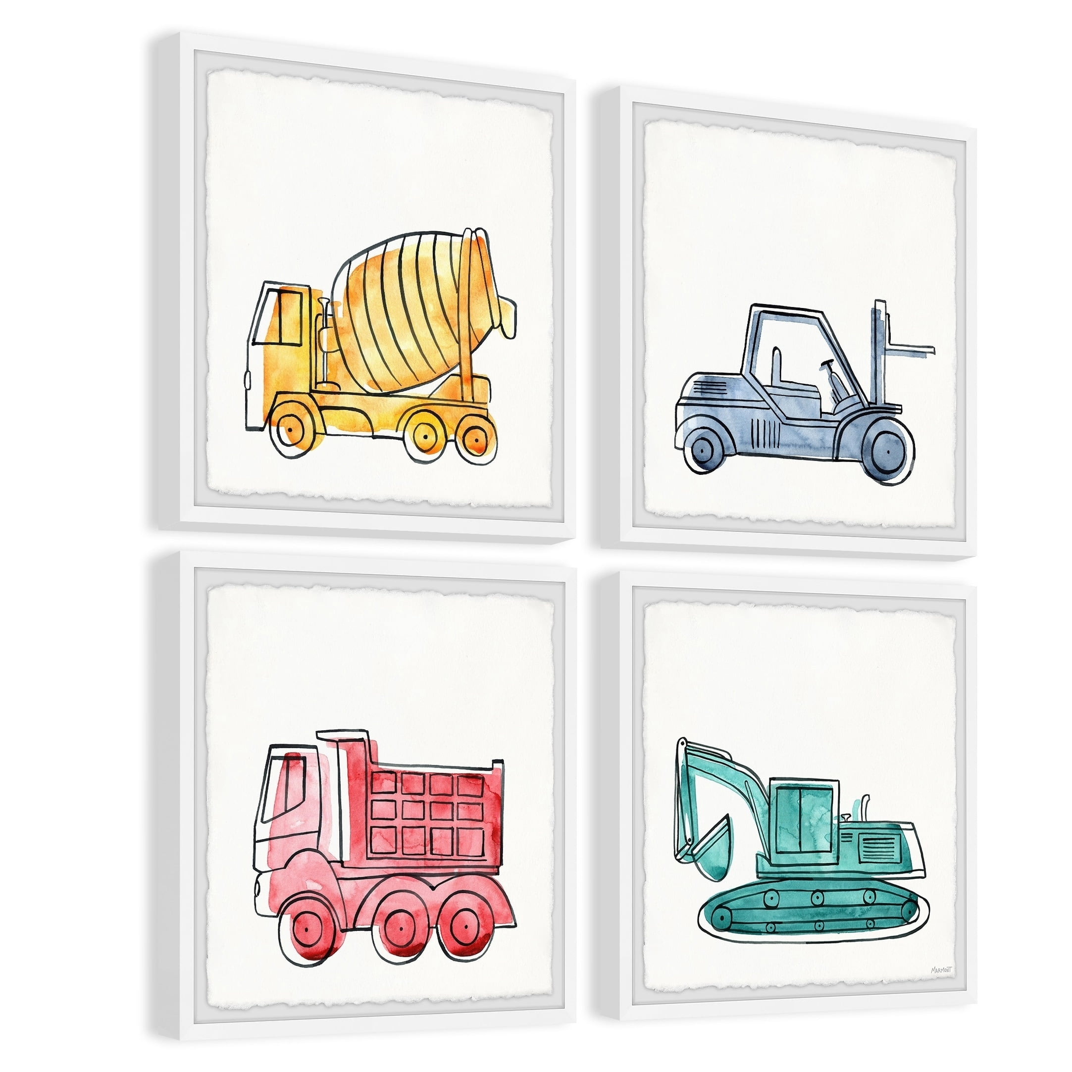 Marmont Hill Printed Construction Framed Art Prints, Set of 4