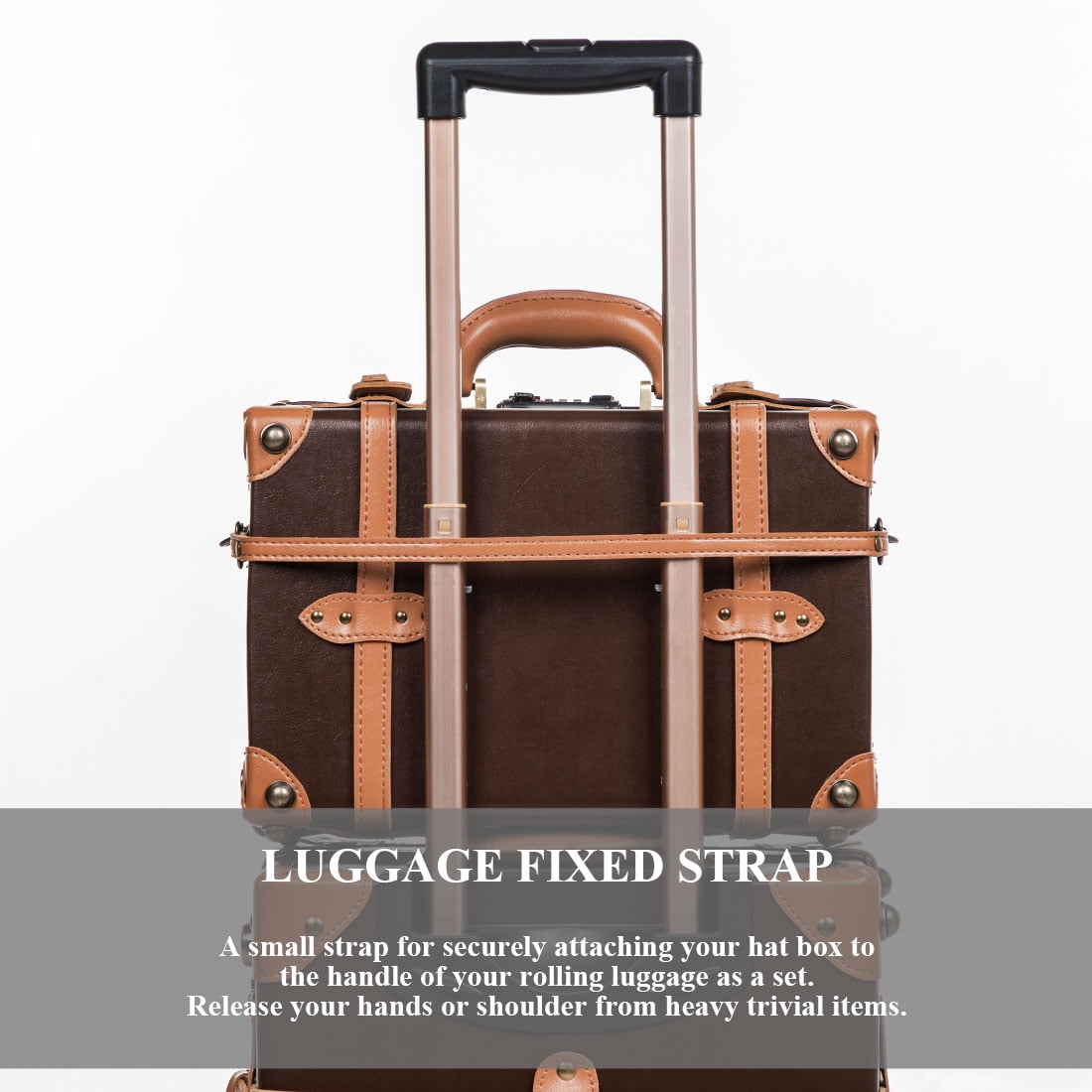COTRUNKAGE Vintage Luggage Sets 2 Pieces TSA Lock Carry On Suitcase for Women with Spinner Wheels, Cocoa Brown