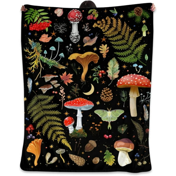 Mushroom Gifts Blanket Throw Blanket Lightweight Cozy Plush Blanket for Bedroom Living Rooms Sofa Couch 60"X50"
