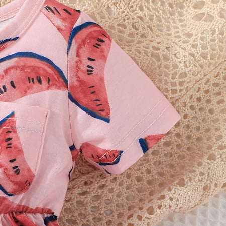 

PEASKJP Dresses Girls Toddler Girls Short Sleeve Boho Ruffled Floral Flowy Round Neckline Dress Solid Casual Dresses for Girls Pink 9-12 Months