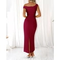 thumbnail image 3 of Vestido largo BTFBM para mujer, verano 2025, con abertura fruncida en un solo hombro, 3 of 7