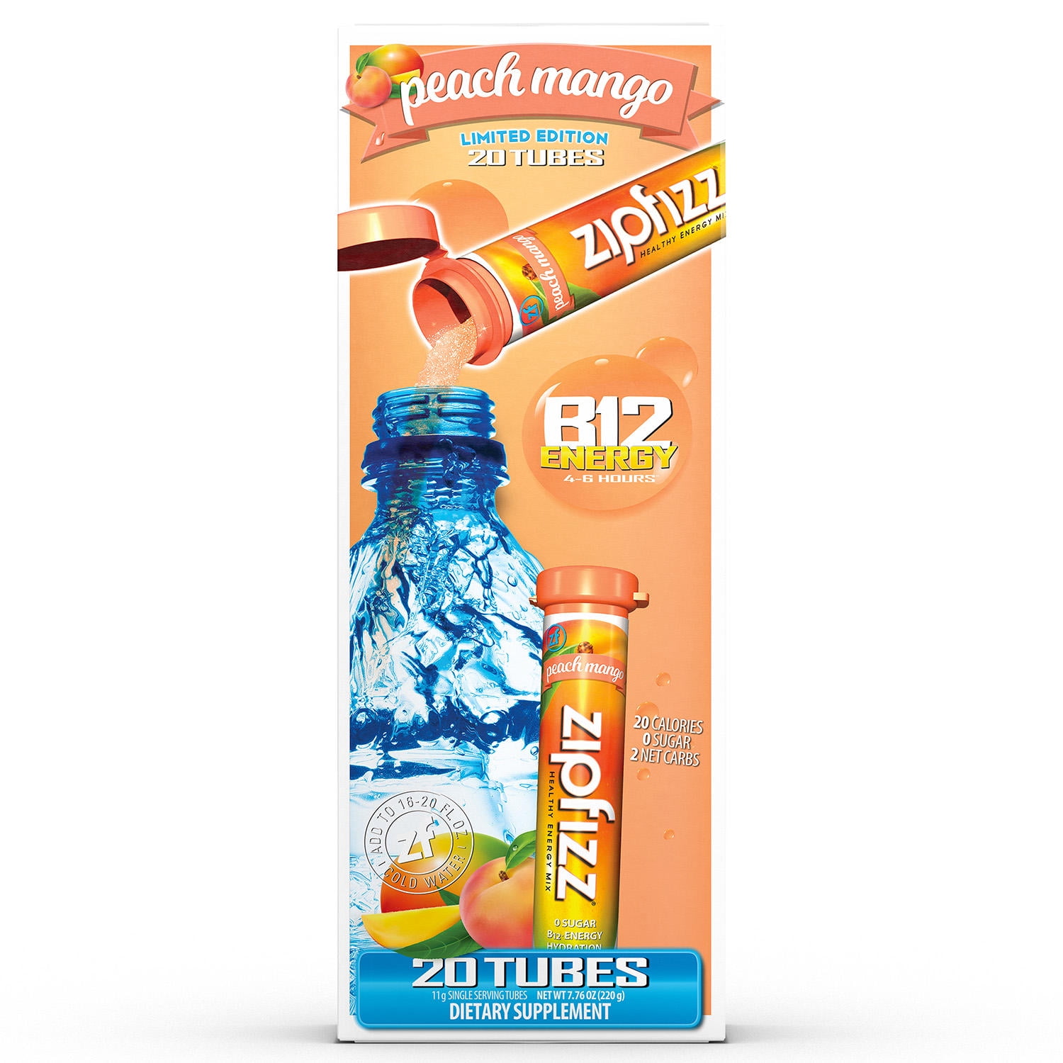 Zipfizz Energy Drink Mix, Peach Mango (20 ct.)