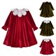 thumbnail image 4 of Odeerbi Niñas Peter Pan Cuello Terciopelo Vestidos Otoño Invierno Vintage Princesa Vestido Niños Color Sólido Dulce Manga Larga Vestido, 4 of 4