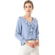 thumbnail image 2 of Blusa campesina vintage Allegra K Bebe azul L con volantes, 2 of 6