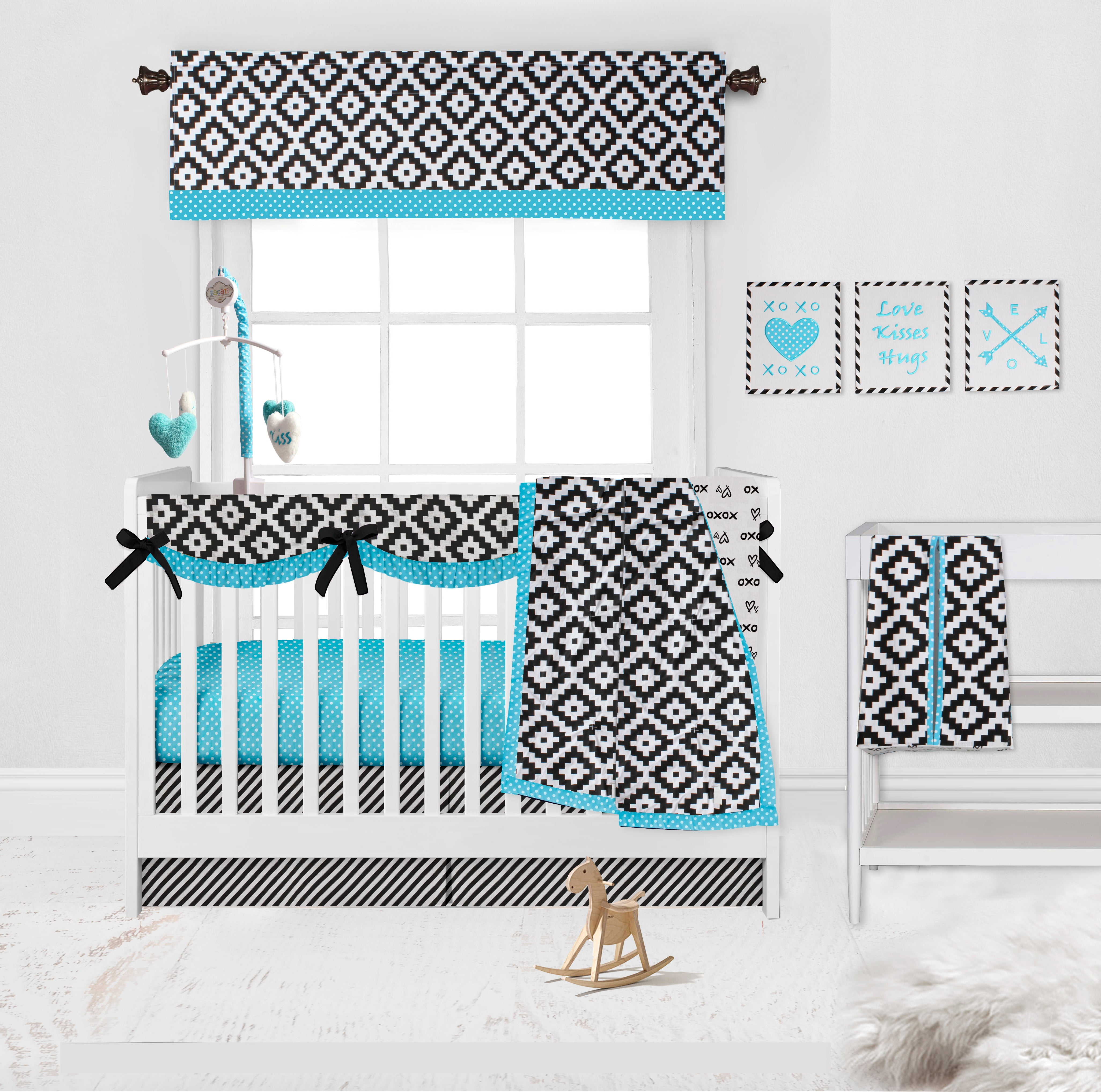 Bacati - Aztec Love Black/Turquoise Musical Baby Crib Mobile