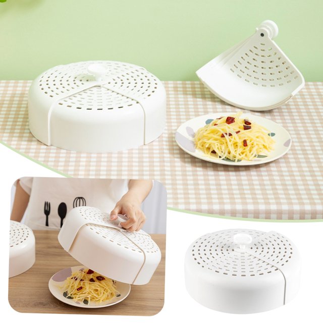 Oleegame 1PC Kids Snack Boxes For School Foldable Vegetable Cover Fly Cover Dining Table Leftover Dust Cover Small Size For Easy Storage White