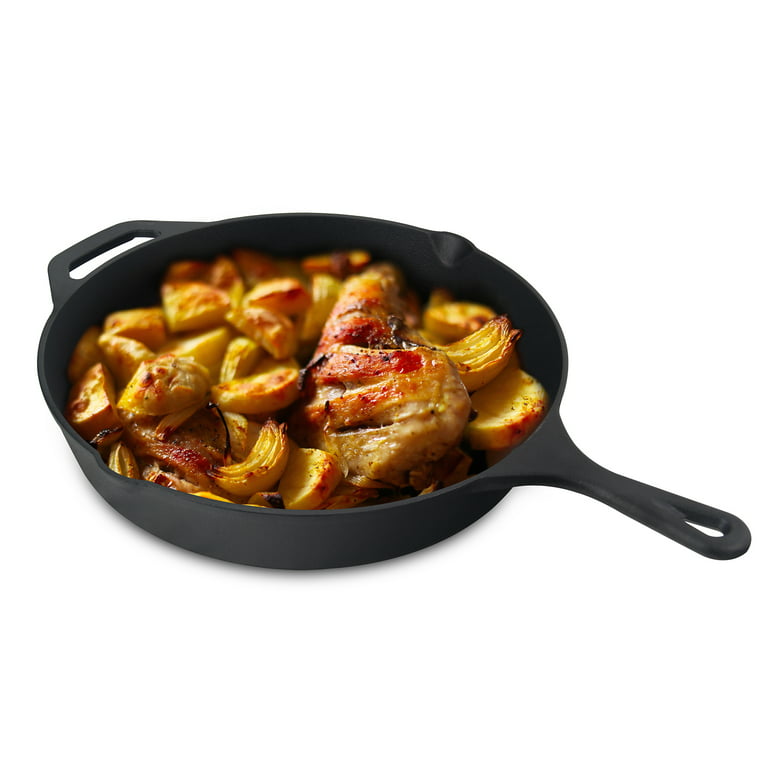 Jim Beam 10.25'' Pre-Seasoned Cast Iron Round Skillet for Grilling and  Barbecue