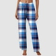 thumbnail image 2 of Womens Pants Plaid Pajama Print Soft Comfort Loose Plaid Without Pockets Sky Blue Trousers Pants for Women M, 2 of 4