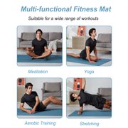 YR Wide Yoga Mat 76x35 TPE Non-Slip Durable Exercise Mats with Carry Bag, 10mm Thick Blue