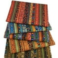 thumbnail image 1 of 5 Pcs/set Colored Printing Fabrics Ethnic Style Pattern Striped Bronzing Handmade Patchwork Set Soft Breathable Diy Printed Cloth, 1 of 6