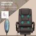 thumbnail image 4 of Vinsetto High Back Massage Office Chair with 6 Vibration Points, PU Leather Reclining Computer Chair, Ergonomic Desk Chair with Footrest Adjustable Height and Remote, Brown, 4 of 10