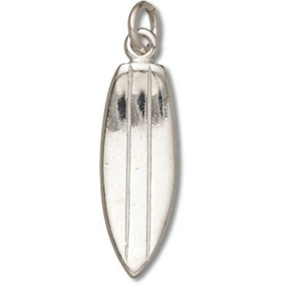 Sterling Silver 16" .8mm Box Chain 3D Lined Surf Board Pendant Necklace